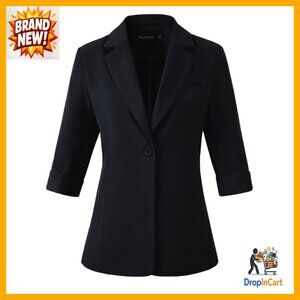 Lightweight Blazer 3/4 Sleeve Business Casual Minimalist Office Jacket